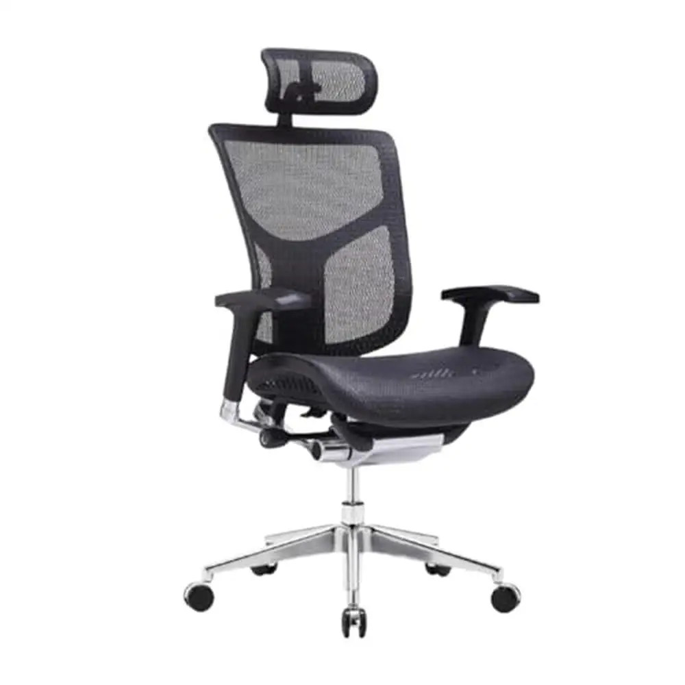 

Ergonomic Mesh Office Chair Executive Desk Seat Adjustable Armrest Back Support Aluminum Base Solid 360° Swivel Comfortable