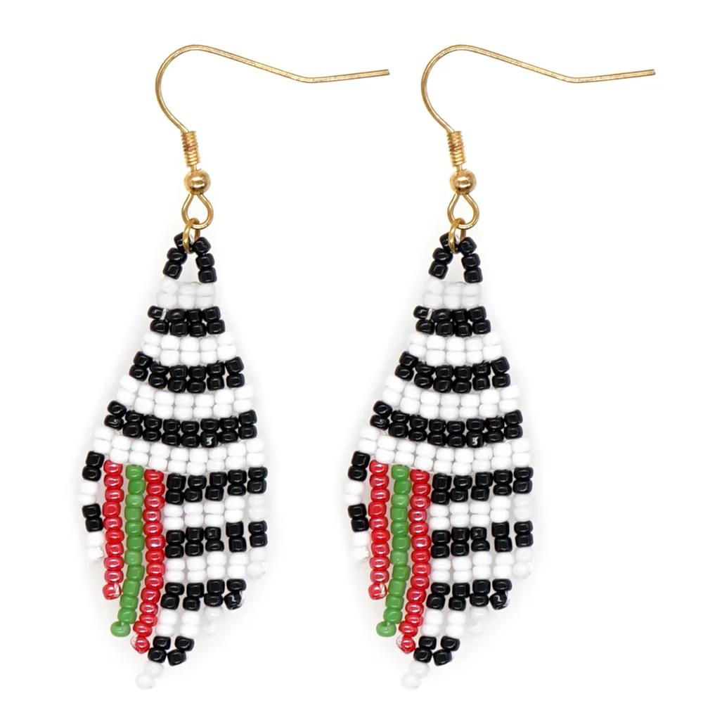 

ZGMXR серьги из рисовых бусин, дизайн, оригинальность, кисточка в полоску зебры, богемное женское ручное вязание, модные серьги из сплава из бисера