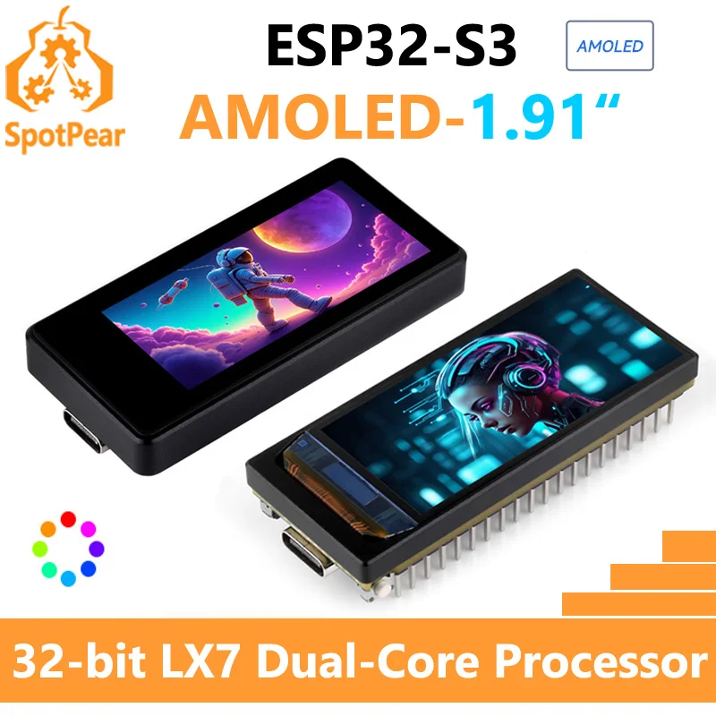 

ESP32-S3 1.91inch AMOLED Display Development Board 240×536 Pixels 32-bit LX7 Dual-Core Processor For Arduino LVGL With SD-Port