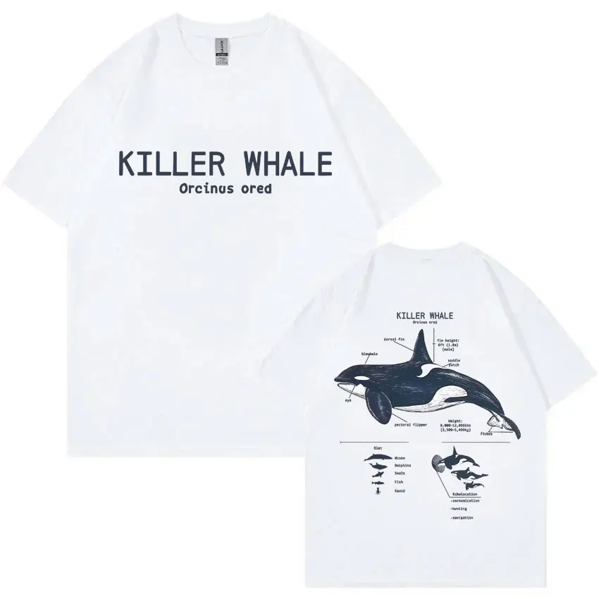 

Marine Animals Killer Whale Anatomy Graphic T-shirt Men Women Casual Funny T Shirts Men's Oversized Cotton T-shirts Streetwear