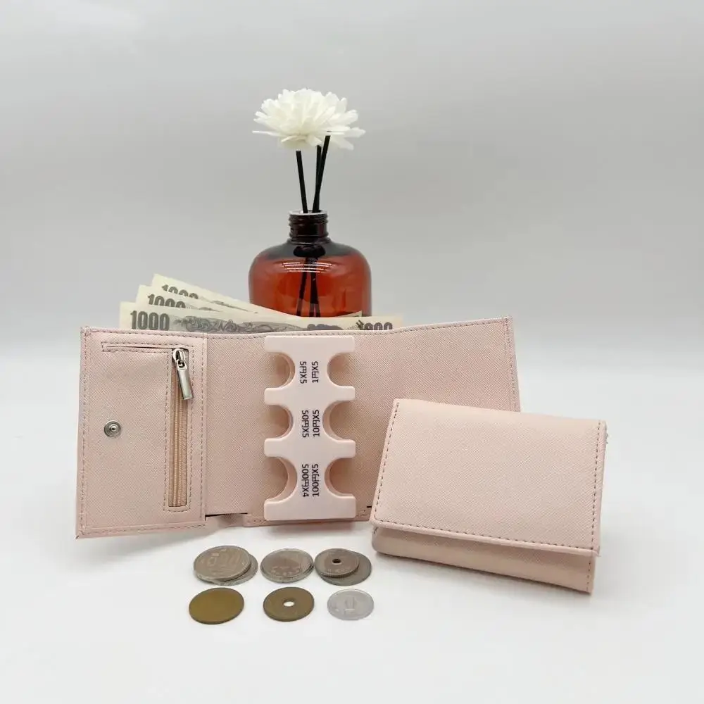 Portable Tri-fold Coin Purse Zipper Bag Anti Loss Men's Small Wallet Wear-resistant with Buckle Credit Cards Holder Women