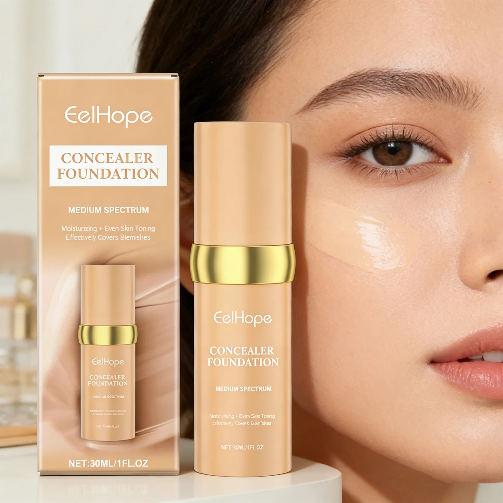 Color Changing Foundation Moisturizing Hides Wrinkles Lines Deep Hydrating Color Longwearing Waterproof Makeup Base Concealer