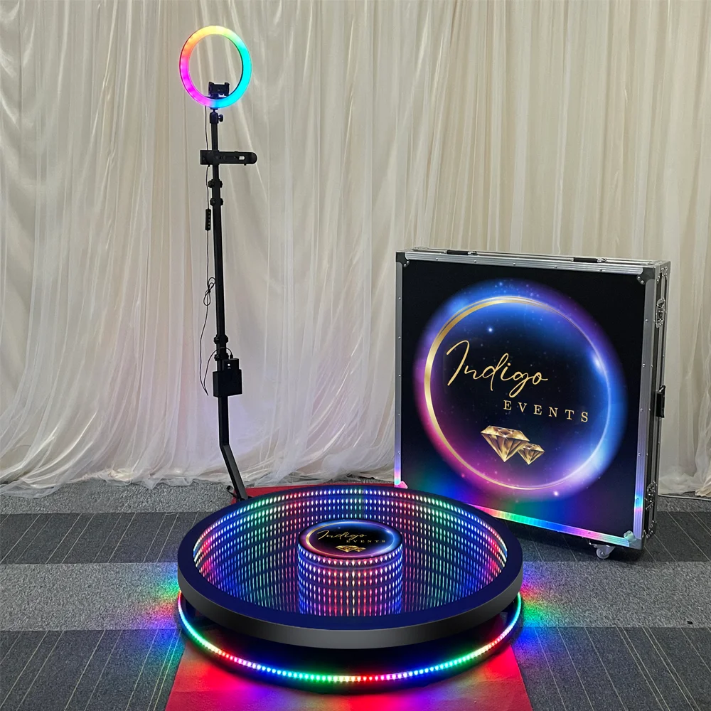 Portable 360 Photo Booth Glass Platform 68 80 100 115cm Picture Selfie Magic Automatic Video Booth for Party Events