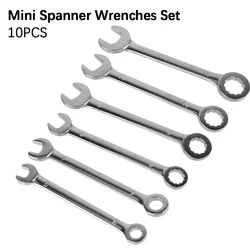 Imperial units/Metric Type Wrenches Hand Tool Explosion-proof Pocket Key Ring Spanner Mini Spanner Wrenches Set 10pcs