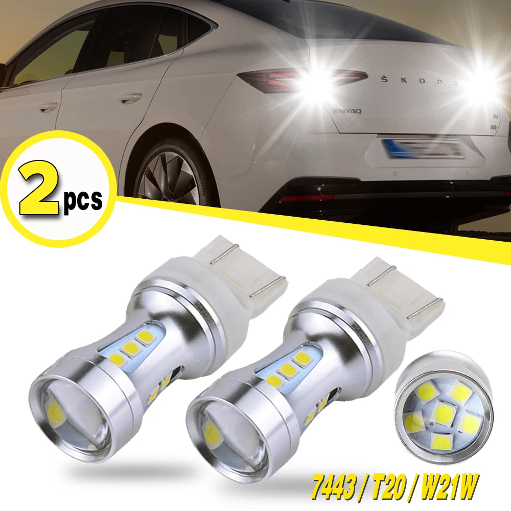 2 Stück Superhelle T20 W21/5W 7443 LED-Rückfahrleuchte für Lada Kalina Granta Vesta DRL W21W WY21W LED-Lampen 6000K Weiß 12V