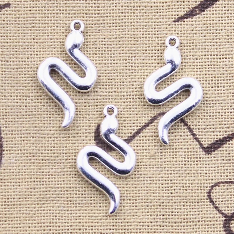 20pcs Charms Snake 24x12mm Antique Silver Color Pendants DIY Crafts Making Findings Handmade Tibetan Jewelry