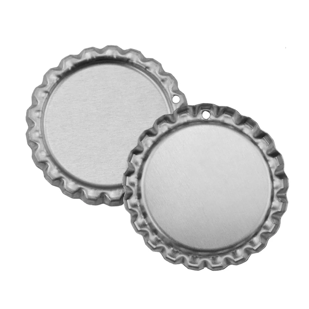 

100pcs Punched Beer Bottle Caps DIY Jewelry Accessories Flattened Craft Caps Time Photo Base for Wall Decor DIY Magnets