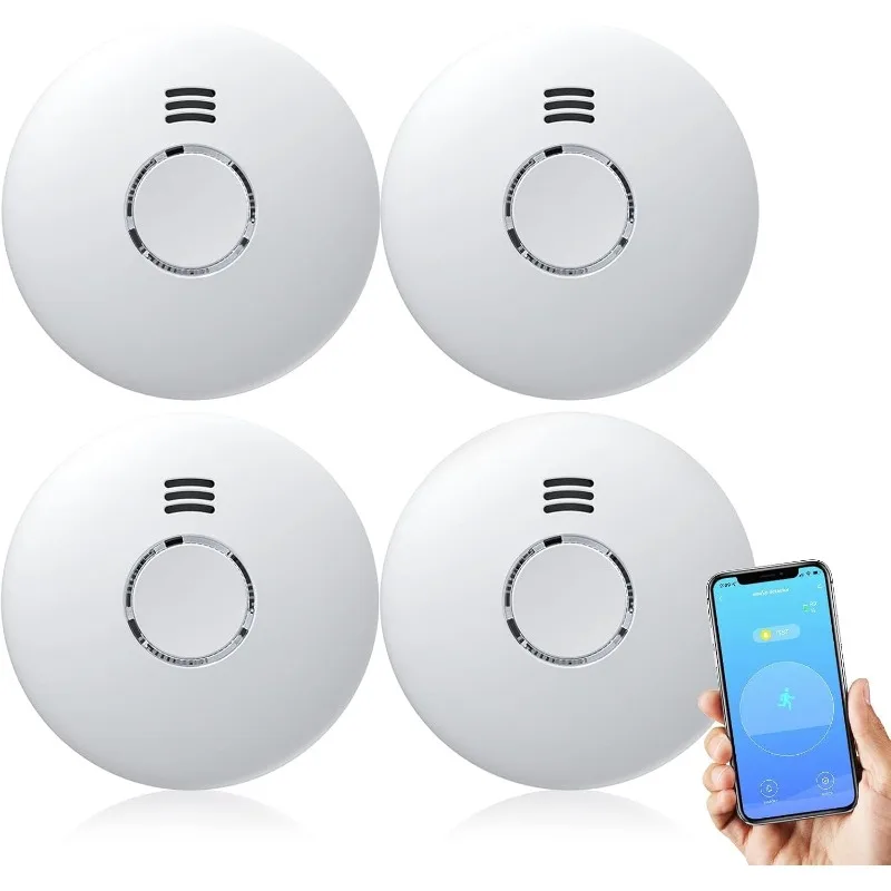 

WiFi Smoke Detector, WiFi Smoke Alarm with Photoelectric Technology and LED, Smoke Alarm with Test&Silence Function and Lo