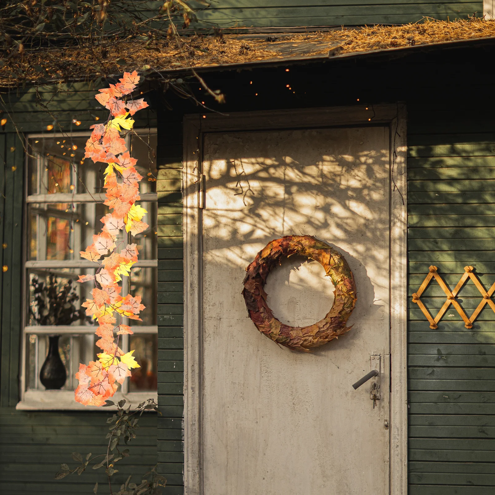 

Artificial Maple Leaf Garland Decorative Pendant Silk PP Material Vivid Practical Thanksgiving Party Garden Patio Living