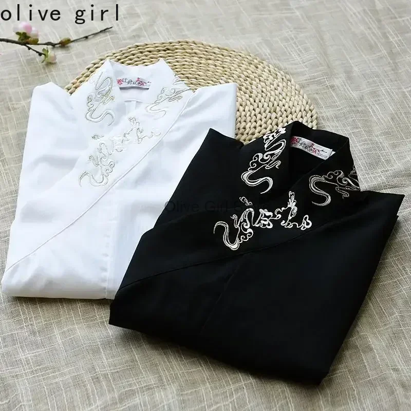 

Oversized Traditional Chinese Hanfu Top Plus Size Daily Female Cross Collar Embroidery for Spring and Summer Clothing