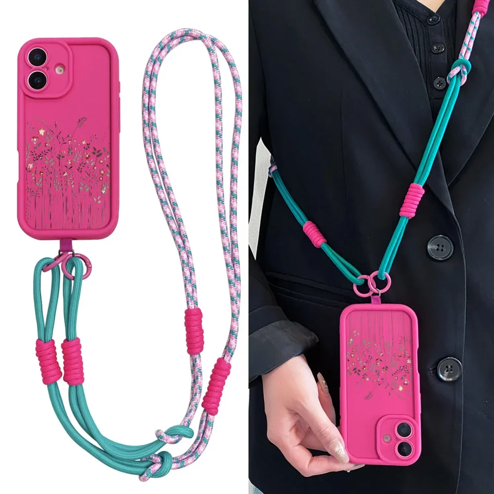 Cxd5Collana Cinturino Cordino Custodia per telefono per Xiaomi 13T 14T 12T 11T Pro 15 14 13 12 11 Lite Ultra Fiore Catena da polso Copertura a tracolla