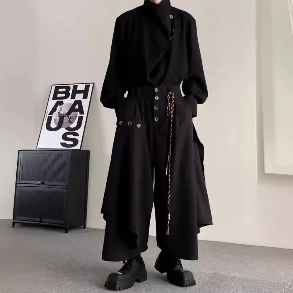 Yohji Yamamoto casual broek heren genderless dragen nieuwe Chinese wijde pijpen broek draperen donkere samurai broek tij