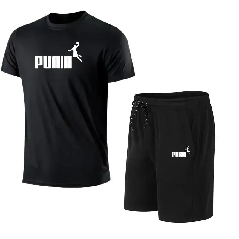 

2025 new men's casual jogging sports set short sleeved T-shirt quarter shorts summer sportswear two-piece set popular