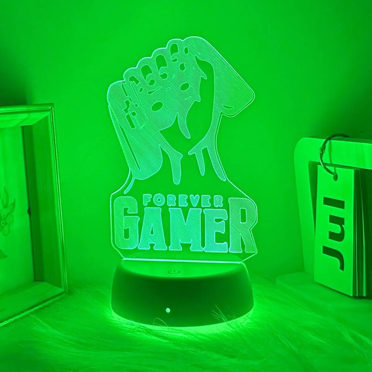 USB 3D Night Light Game Fist Atmosphere Light Color Touch Change Night Light Room Decoration Desk Lamp