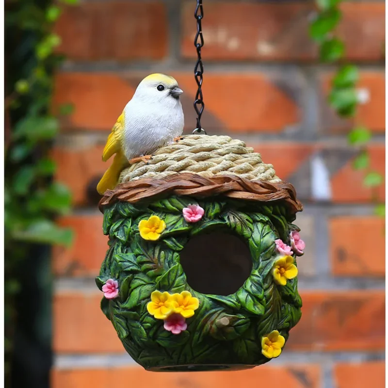 

Simulated Rattan Bird House Courtyard Resin Decor Ornaments Handmade Colorful Statue Sculpture Balcony Animals Hamster House