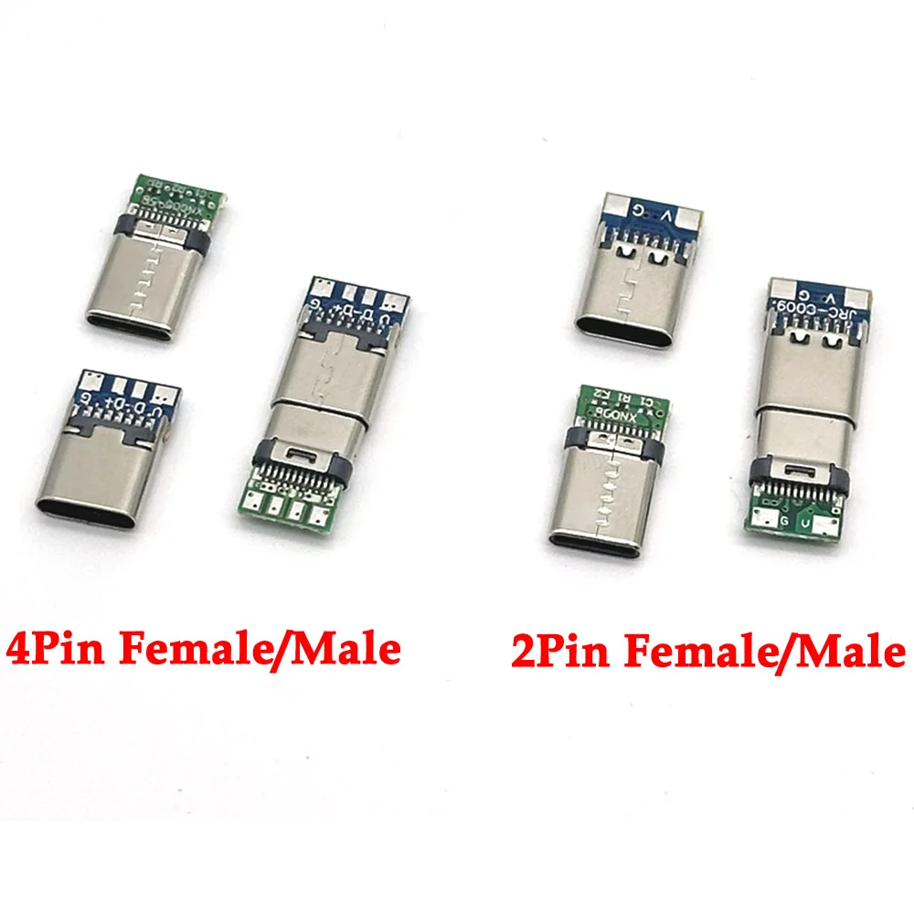 2P 4P USB 3.1 type c male/Female Connectors Jack Tail usb Male Plug Electric Terminals welding DIY data cable Support PCB Board