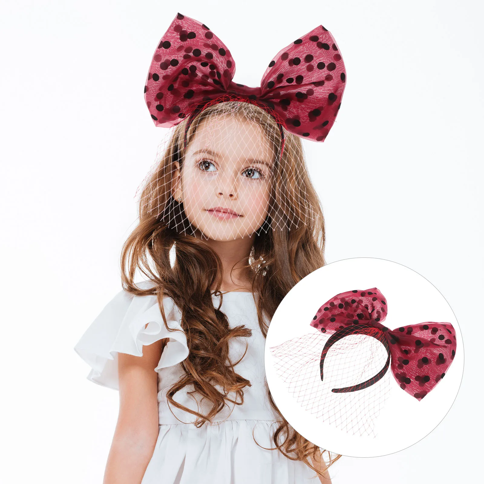 

Chic Bow For Women Girls Tulle Hair Accessories Elegant Party Headwear Big Bow Knot Soft Wide Turban Headband Red Vintage