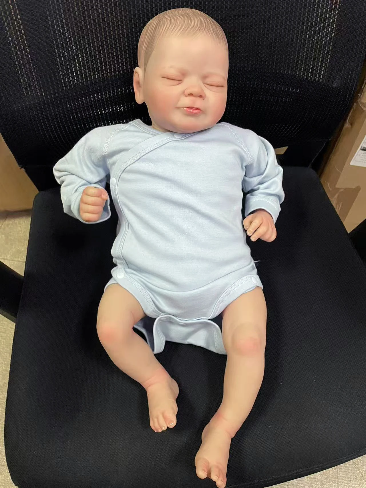 19inch Already Painted Finished Smiley Face Reborn Baby Doll Newborn Baby Size 3D Skin Visible Veins Collectible Art Doll