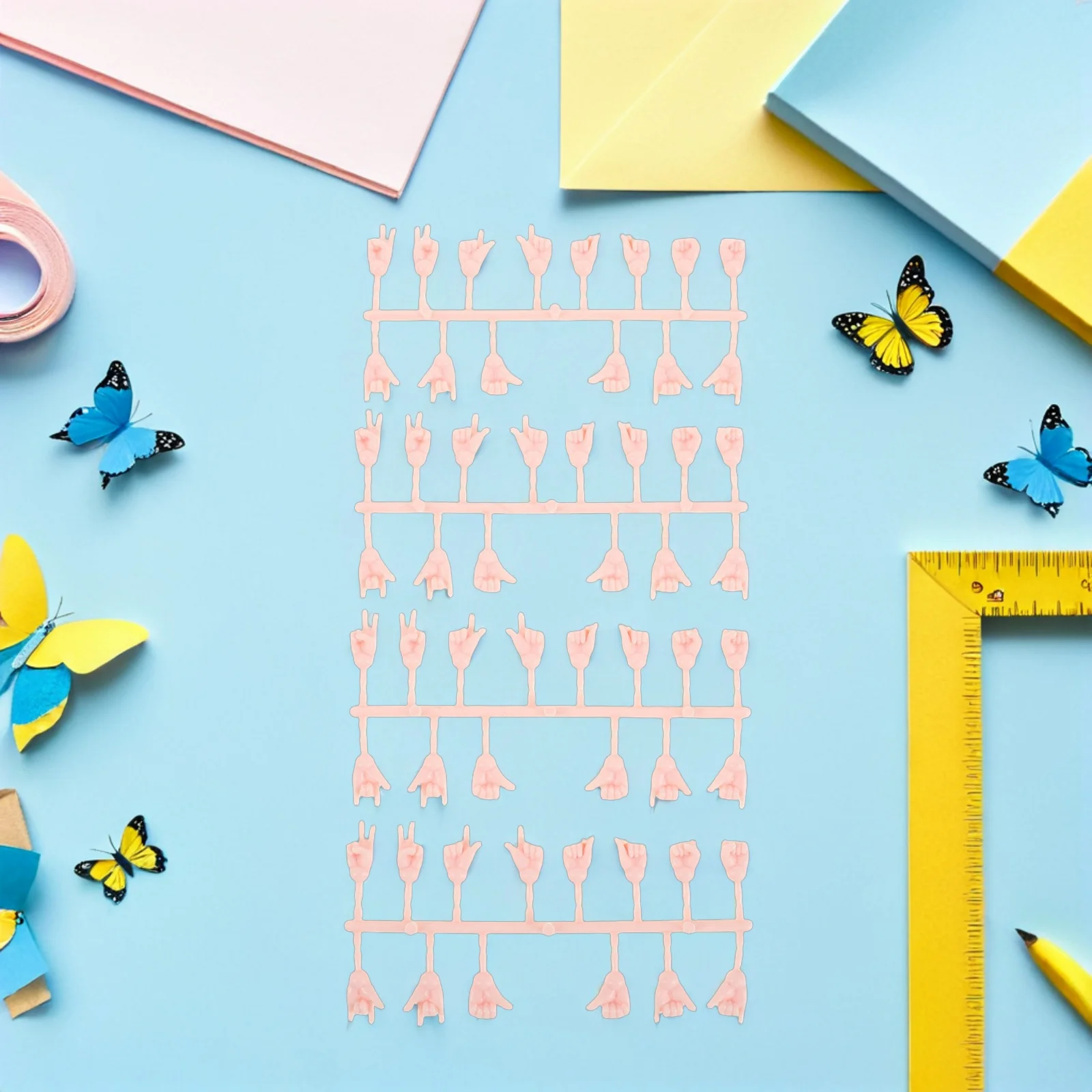 4Sets Mini Handen Kleine Onderdelen Realistische Plastic Hand Props voor Marionet Maken DIY Miniatuur Hand Vervangingen Nep Handen