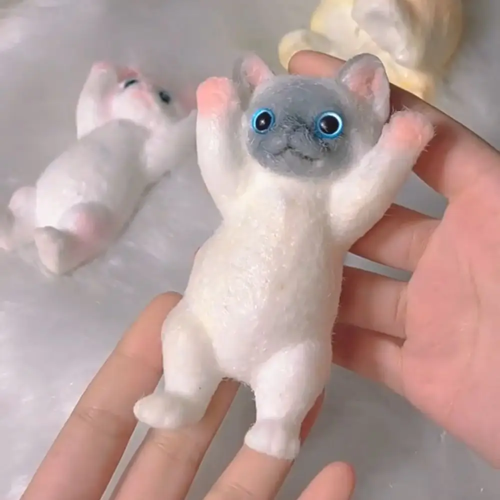 Cute Slow Rebound Cat Doll Squeeze Toy Cartoon Colorful Simulation Cat Squeeze Toys Soft Mini Cat Fidget Toy Adults