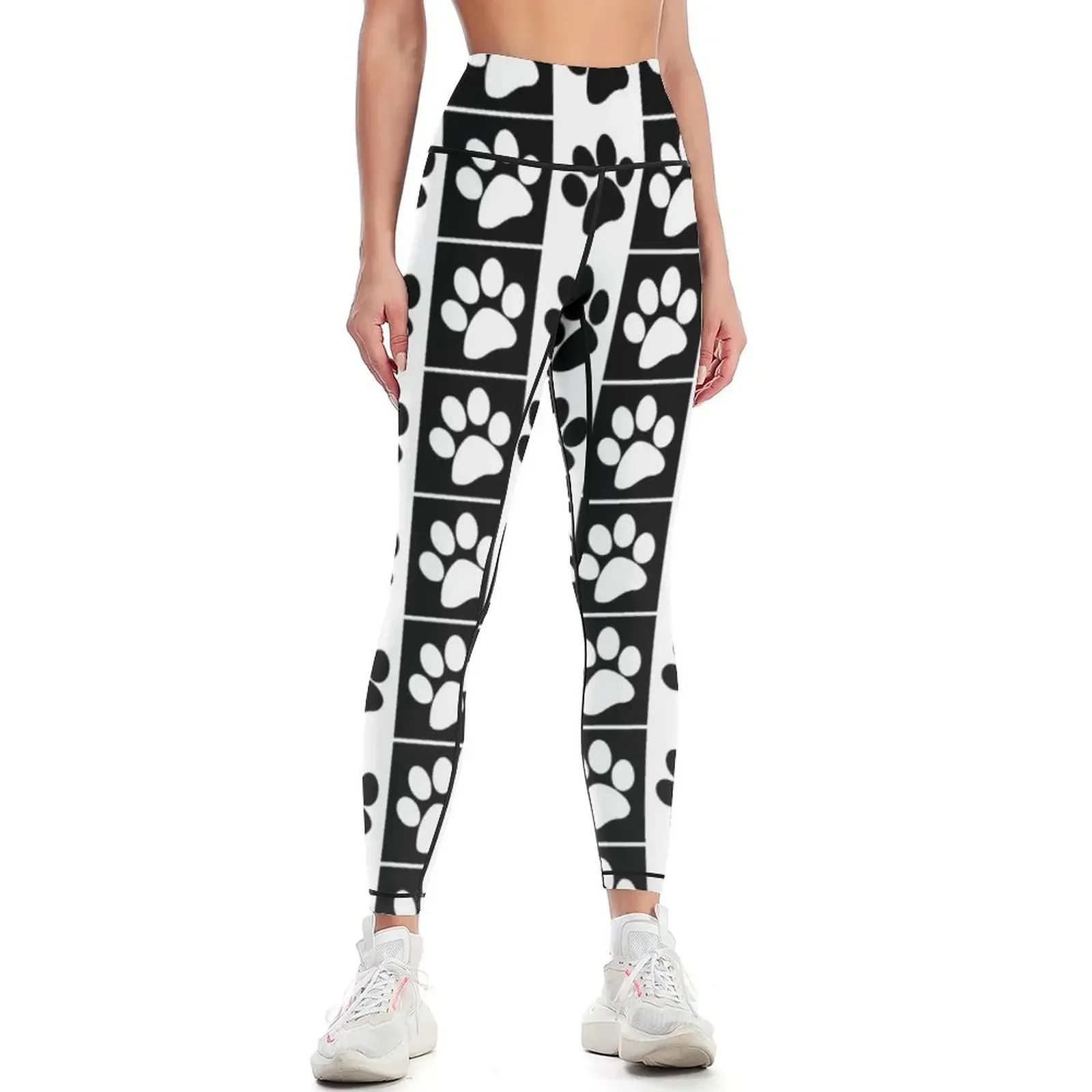 

Black And White Paw Print Leggings gym clothing sportswear gym push up legging sports for Womens Leggings