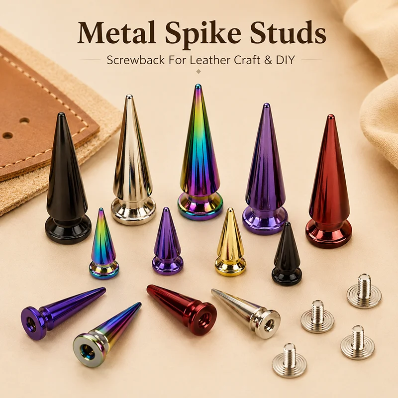 

10/20/40Pcs Metal Cone Studs Screwback Spike Rivets 7x13 7x25 10x30mm for Bag Shoes Garment Leather Decor Hardware Accessories