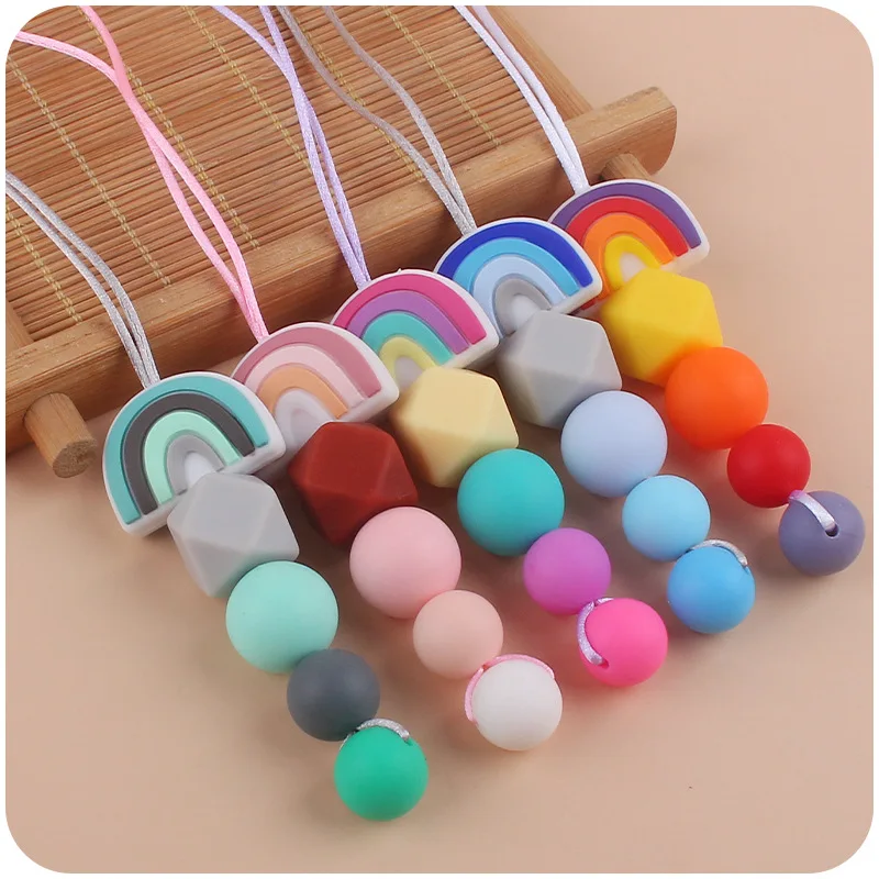 Baby Teether Food Grade Silicone Beads Nursing Mom Necklace Baby Gift BPA Free baby gum chewing pendant Accessories Toys