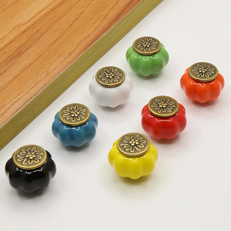 Ceramic Persimmon Cabinet Knobs Handles Drawer Closet Room Furniture Door Hardware Cupboard Dresser Wardrobes Pulls