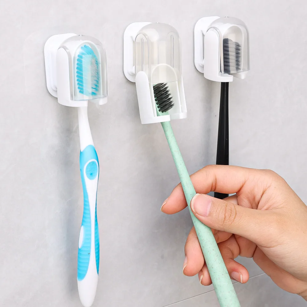 New Convenient Toothbrush Holder Flip-top Punch Free Toothbrush Dustproof Cover Wall Mounted Pull-out Toothbrush Rack