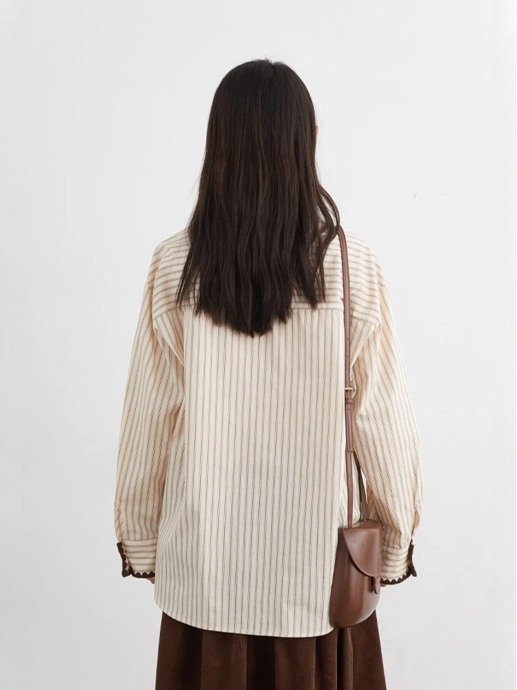 Chic Women's Loose Striped Long Sleeve Blouse – Autumn Fashion