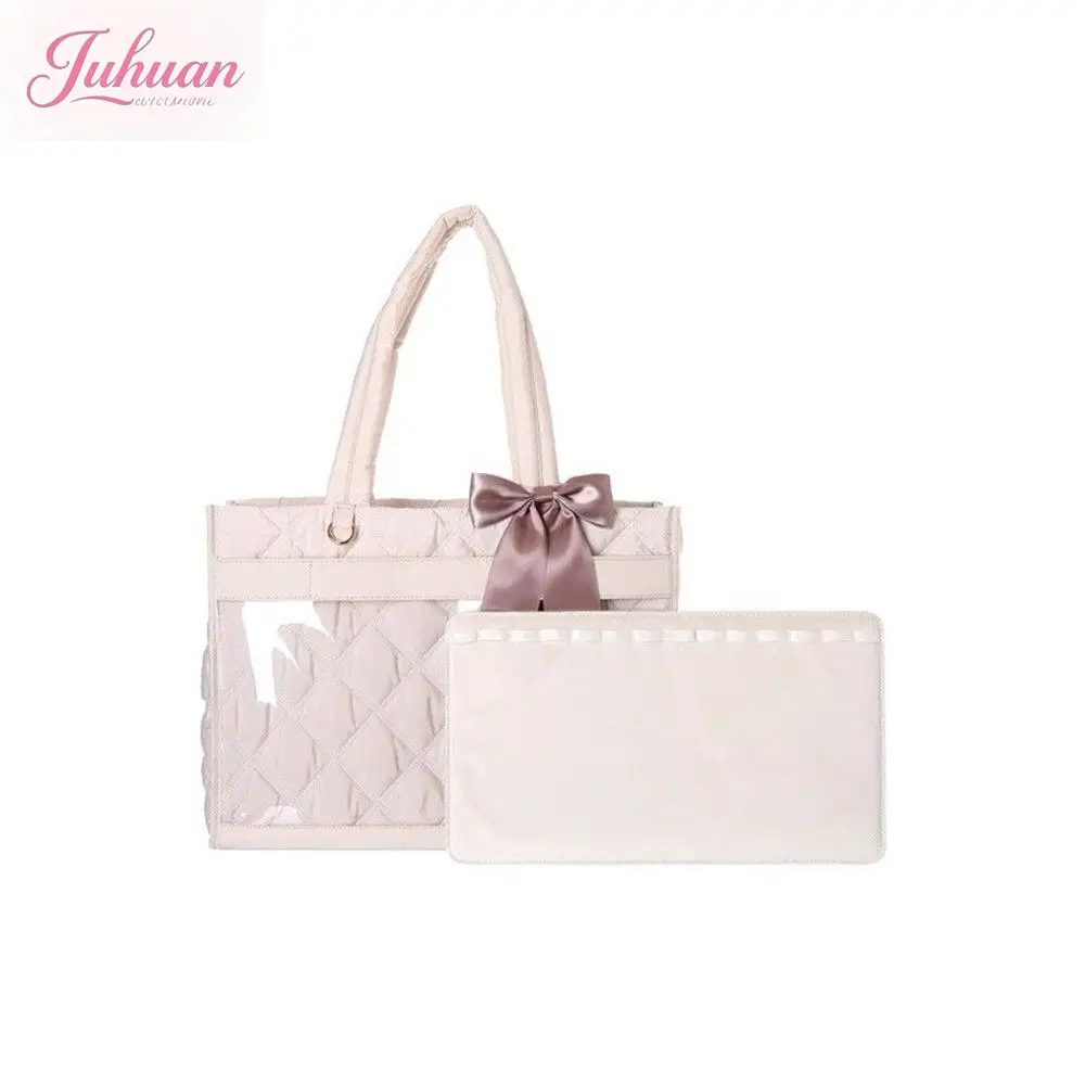 Japanese Ribbon Ltabag Women Large Capacity Food Intake Two-dimensional Bar Millet Bow Cute One Shoulder Underarm Tote Bags Girl