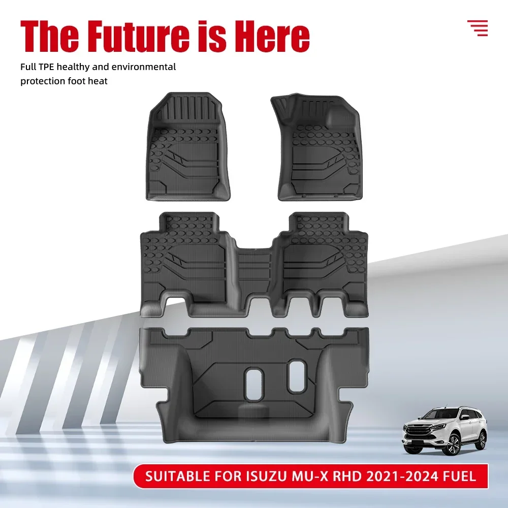 Custom Hot Sell TPE 3D Car Floor Mat Waterproof Non-slip RHD Fuel Car Mat for Isuzu MU-X 2021-2024