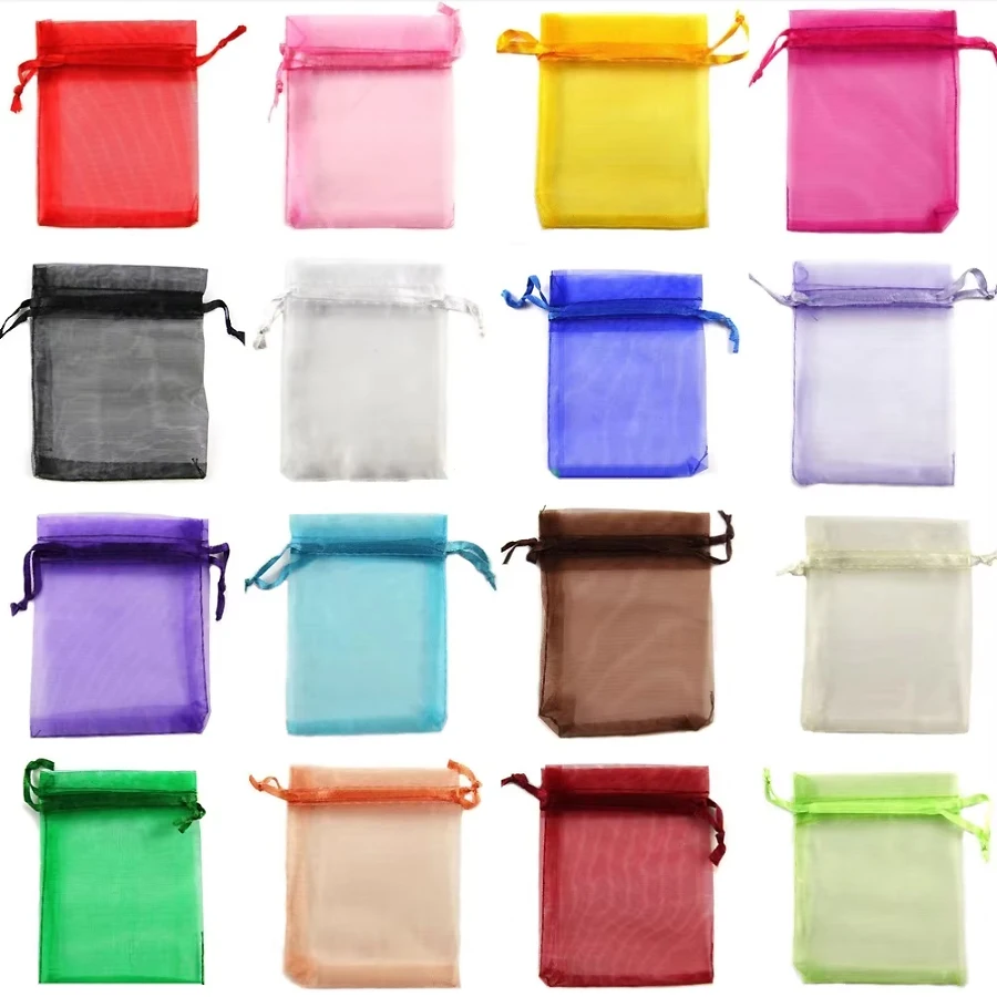 100Pcs Organza Bags 5x7cm Elegant Drawstring Pouches for Jewelry Packaging Wedding Favors Candy Gifts