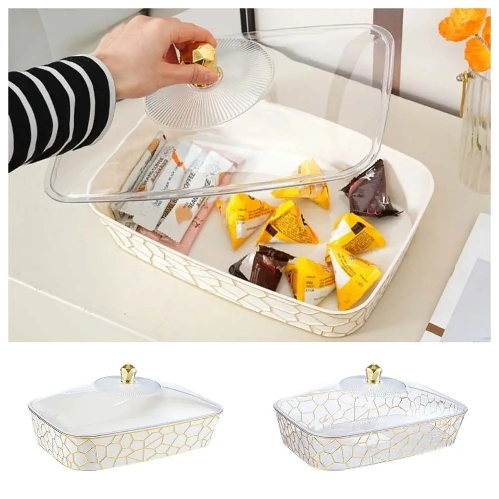 

with Lid and Handle Fruit Snacks Plate Tray Rectangle Square Plastic Sample Display Tray Box Space Saving Transparent