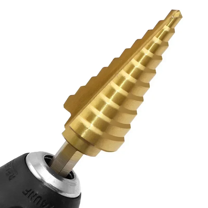 

Ступенчатое сверло с шестигранной ручкой 4-22 мм HSS 4241, сверло-пагода с титановым покрытием, резак для дерева, металла, отверстие для колонкового сверления, открывалка