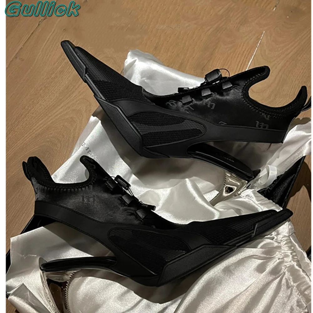 Gullick Solid Print Pumps Pointed Toe High Heel Strange Style Back Strap Hollow Blade Design Women Summer Autumn Versatile Shoes