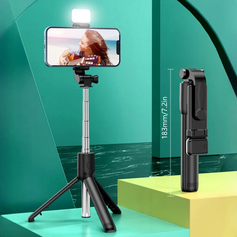 Mobile Phone Selfie Stick With Fill Light Live Broadcast Bracket Tripod Remote Control Bluetooth Folding Telescopic Long Stick