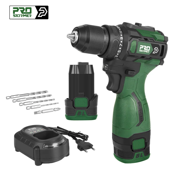 17V Brushless Electric Drill 55NM Cordless Driller Mini  Screwdriver Li-ion Battery 5pcs Bit Power Drill By PROSTORMER