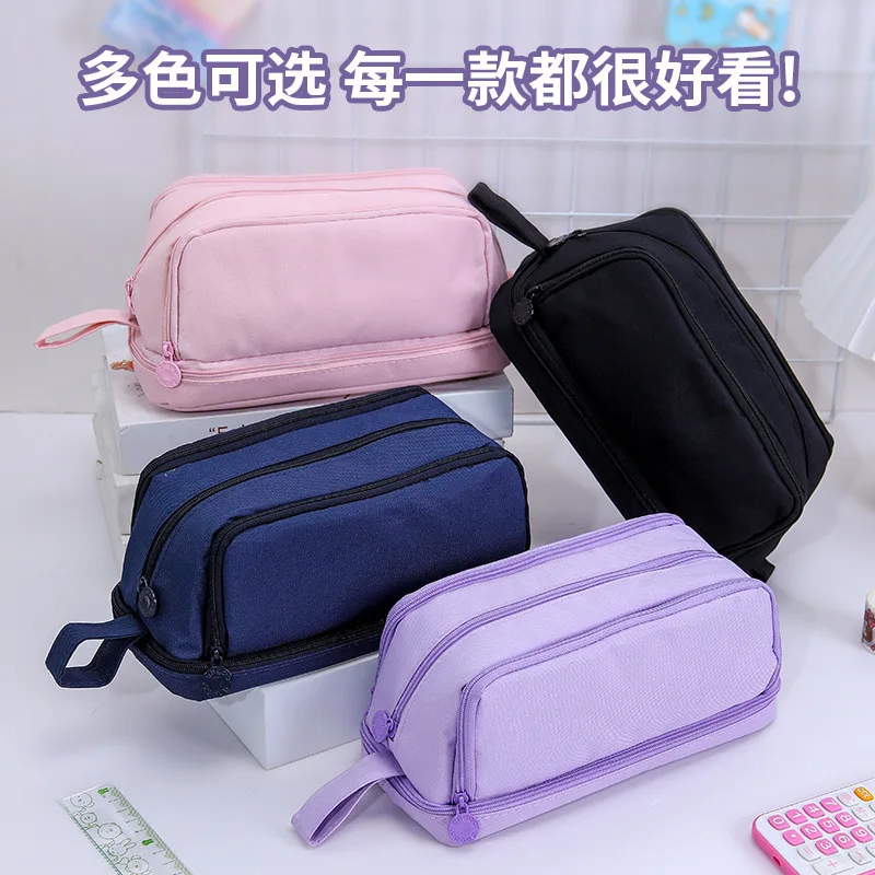 color-oxford-fabric-pencil-bag-simple-large-storage-student-pen-case-school-stationery-organizer-back-to-school