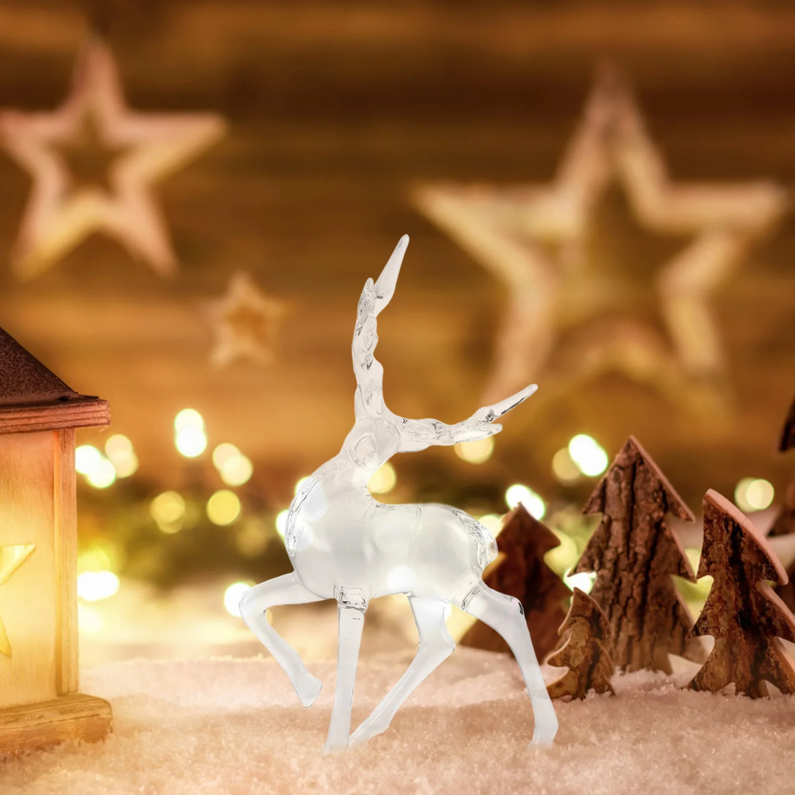 

2Pcs Transparent Deer Adornment Delicate Design for Table Centerpiece Holiday Party Christmas Decoration Supply