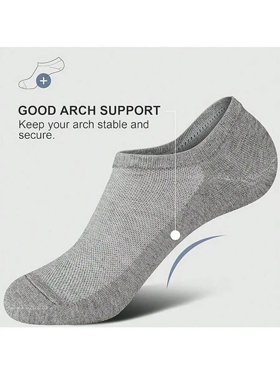

8 Pairs Mens Low Cut Breathable Mesh Socks With Arch Support