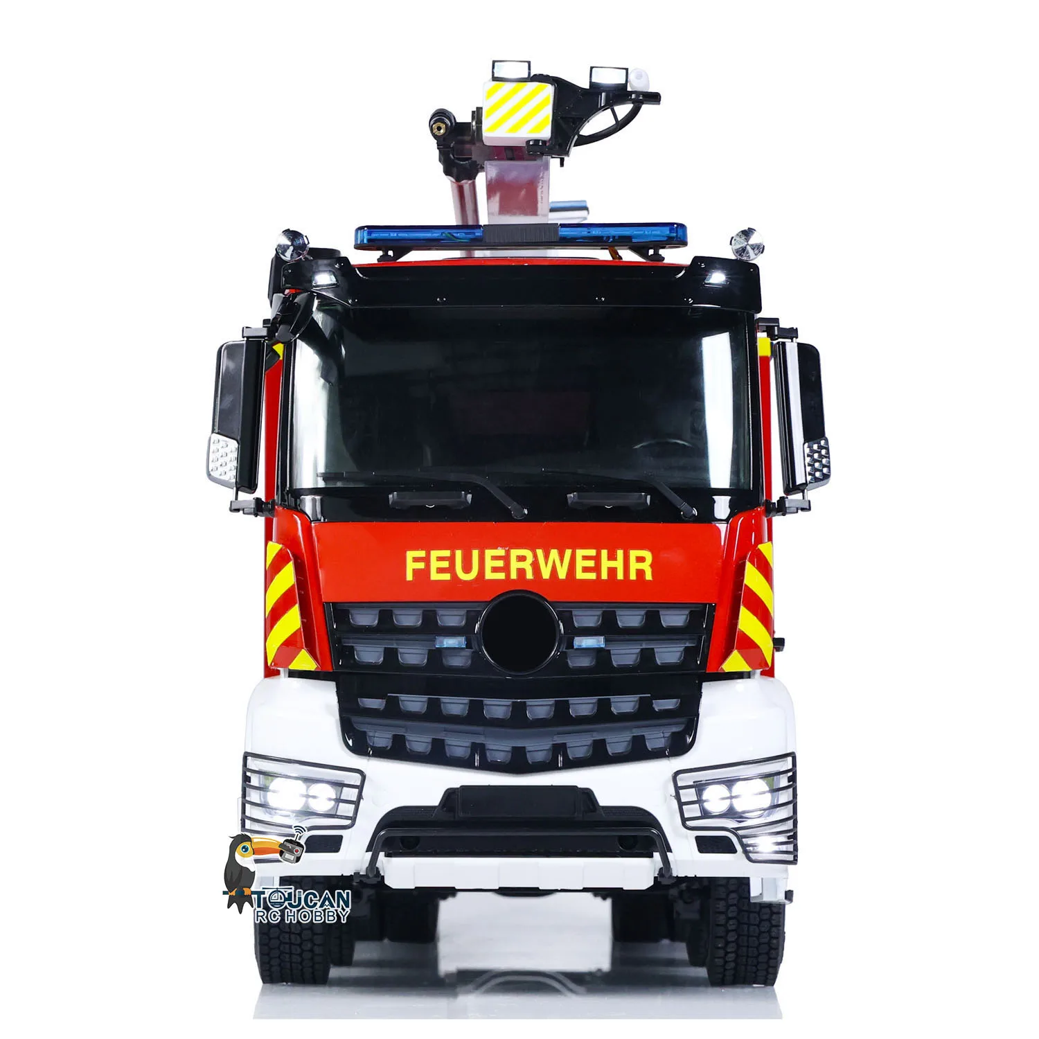 1/14 RC Fire Truck 8x4 RTR 3363 Metal Chassis Snozzle High-reach Extendable Turret Fire Truck Sound Light System Toys Gift