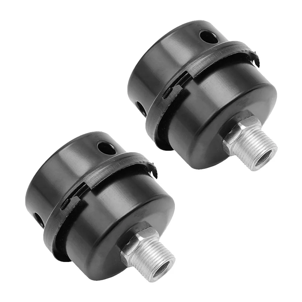 

2Pcs Air Compressor Silencer Metal Black Muffler Filter Intake Machine Durable Easy Install Use Pneumatic Hardware