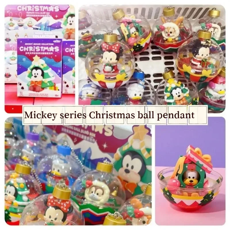 

Серия Disney Mickey Family, Рождественский шар, тема, загадочная коробка, слепая коробка, подвеска, периферийное украшение в стиле аниме, детский рождественский подарок