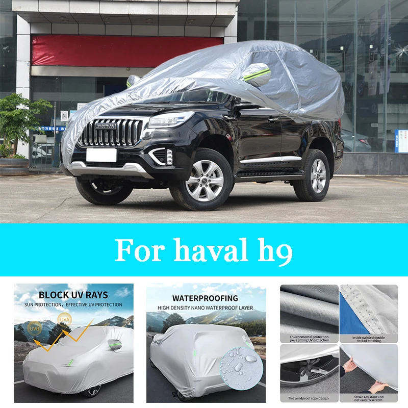 

Car Cover Outdoor Full Exterior Snow Cover Sunshade Waterproof Dustproof Protection with Reflective Strips for Haval H9