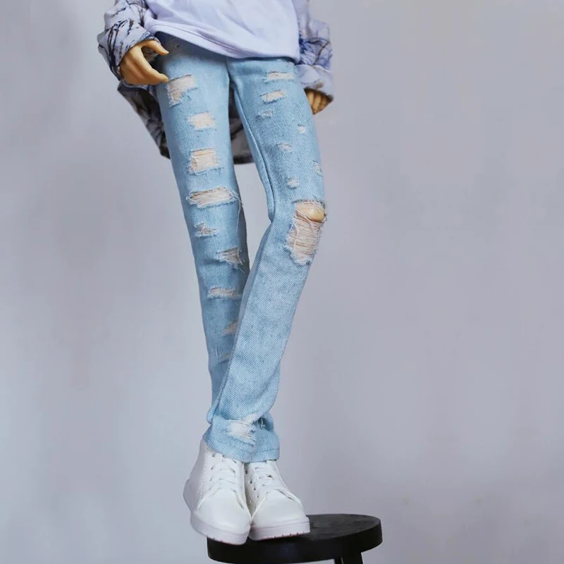 

D04-B180 children handmade toy BJD/SD 1/3 1/4 SD17 POPO68 SSDF blue color Hand washed jeans with torn holes 1pcs