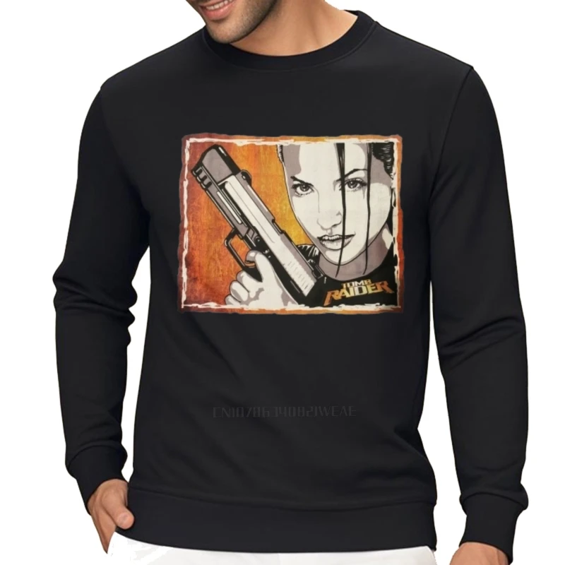 أنجلينا جولي تومب رايدر لارا كروفت الفن الأصلي تنفس الذكور العلامة التجارية أنيق الرجال الخريف السفر الخريف هودي الراحة البلوز #1