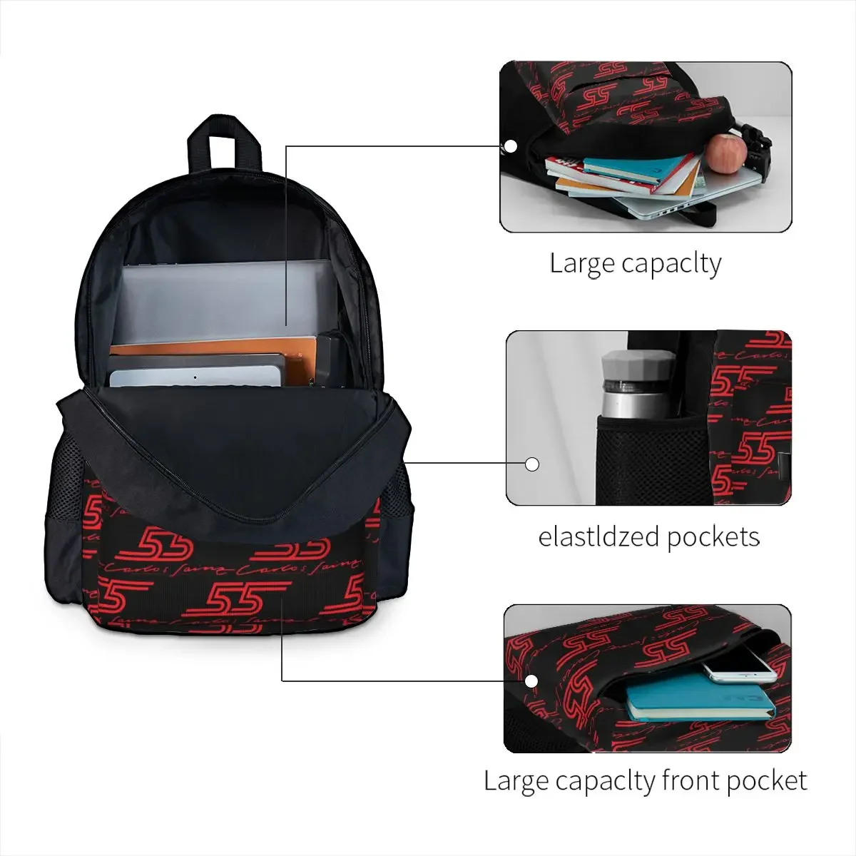 Carlos Sainz Jr F1 Signature Graphic - Dark Backpacks Bookbag Children School Bags Rucksack Travel Rucksack Shoulder Bag