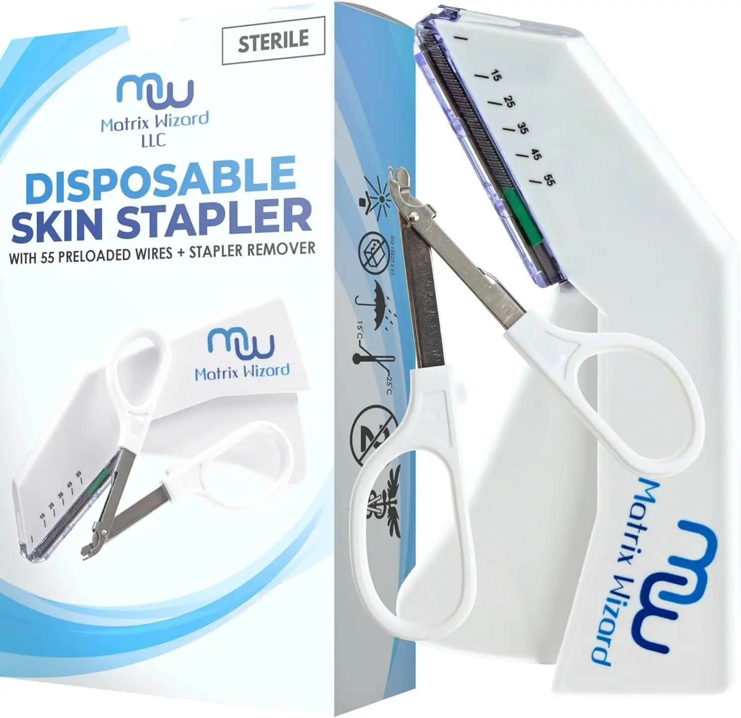 

55 Preloaded Disposable Skin Stapler & Remover for Emergency Camping, First Aid Field Practice