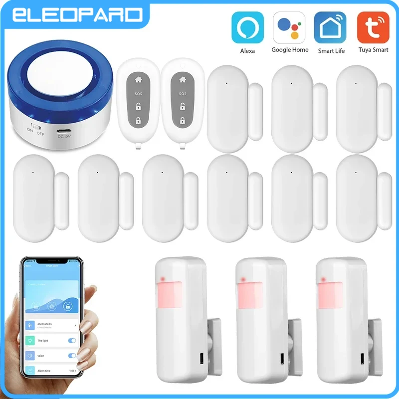 Eleopard Tuya home security WiFi alarm siren for Smart Life app WiFi intruder burglar system